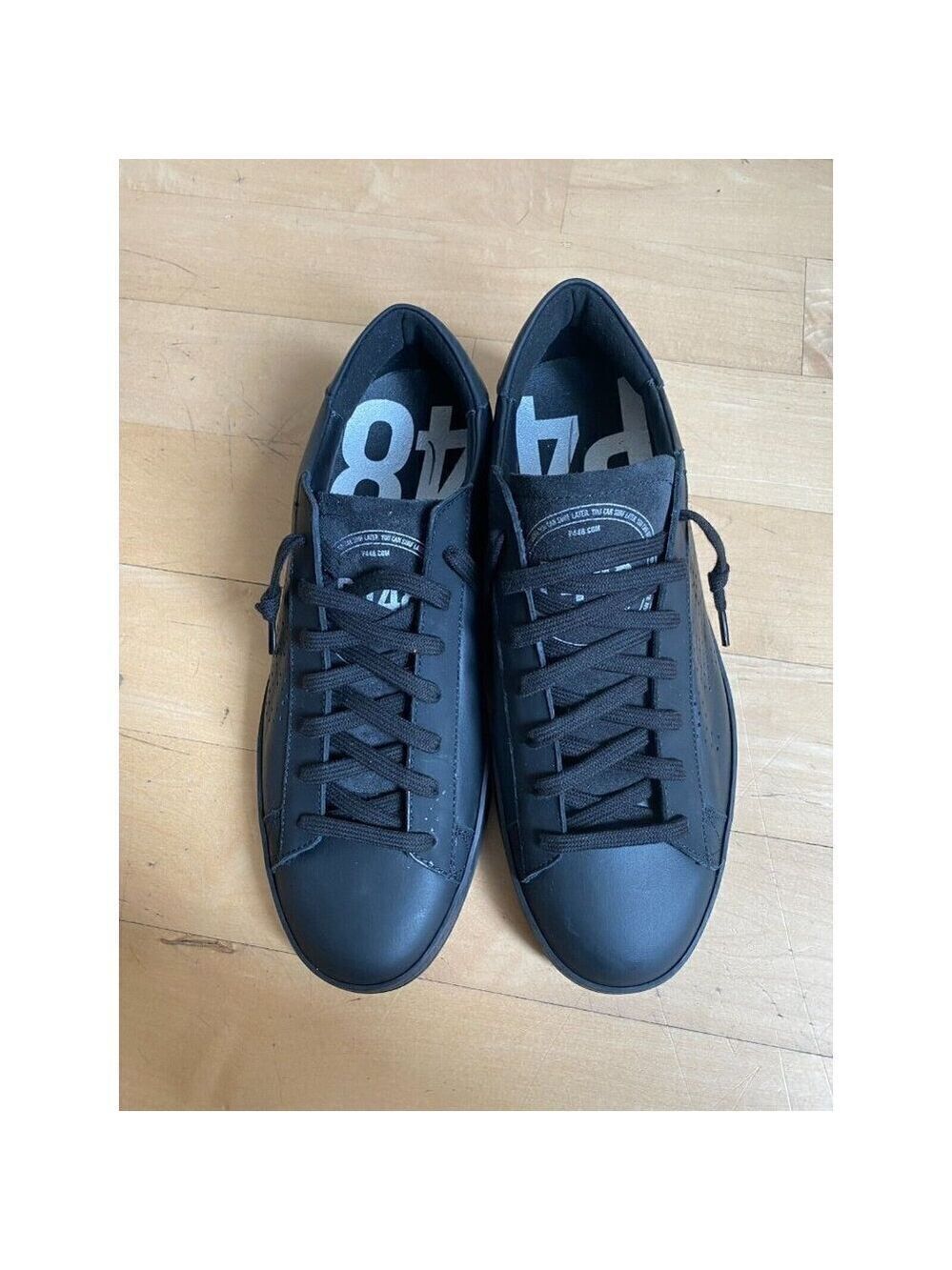P448 "jack" all black sneakers mens Missized* 41 & 42 leather - Picture 3 of 10